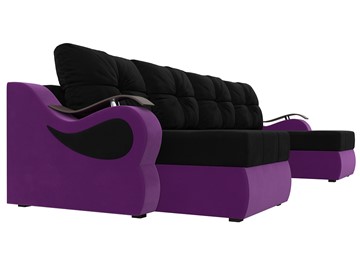 П-образный диван Меркурий П, Черный/фиолетовый (вельвет) в Ярославле - предосмотр 2