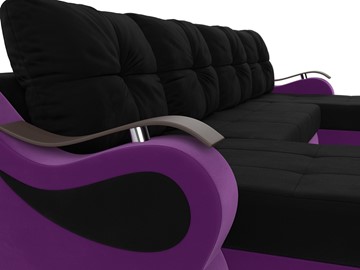 П-образный диван Меркурий П, Черный/фиолетовый (вельвет) в Ярославле - предосмотр 3