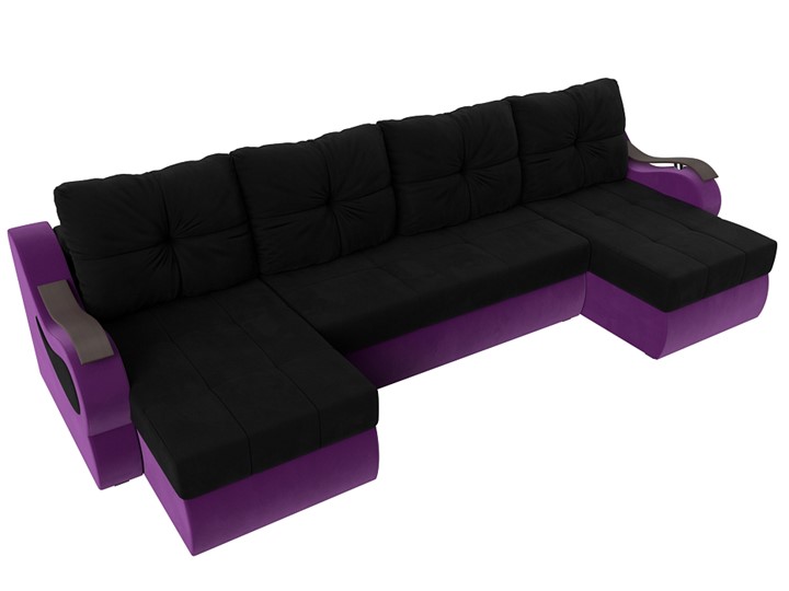 П-образный диван Меркурий П, Черный/фиолетовый (вельвет) в Ярославле - изображение 4
