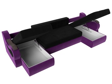П-образный диван Меркурий П, Черный/фиолетовый (вельвет) в Ярославле - предосмотр 6