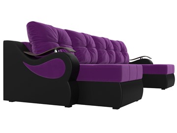 П-образный диван Меркурий П, Фиолетовый/черный (вельвет/экокожа) в Ярославле - предосмотр 2