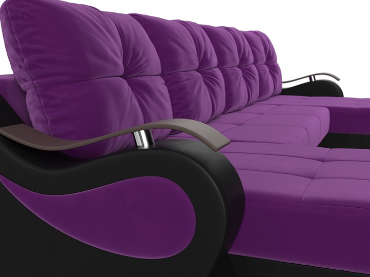 П-образный диван Меркурий П, Фиолетовый/черный (вельвет/экокожа) в Ярославле - изображение 3
