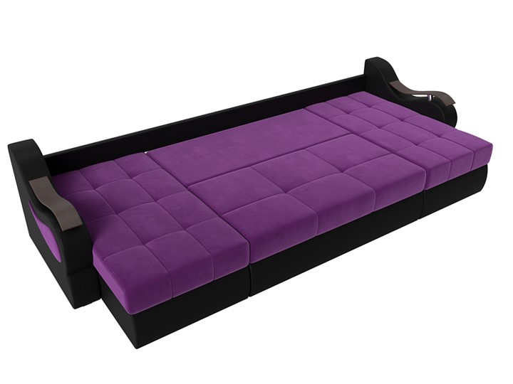 П-образный диван Меркурий П, Фиолетовый/черный (вельвет/экокожа) в Ярославле - изображение 5