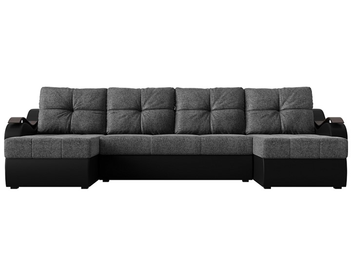 П-образный диван Меркурий П, Серый/черный (рогожка/экокожа) в Ярославле - изображение 1