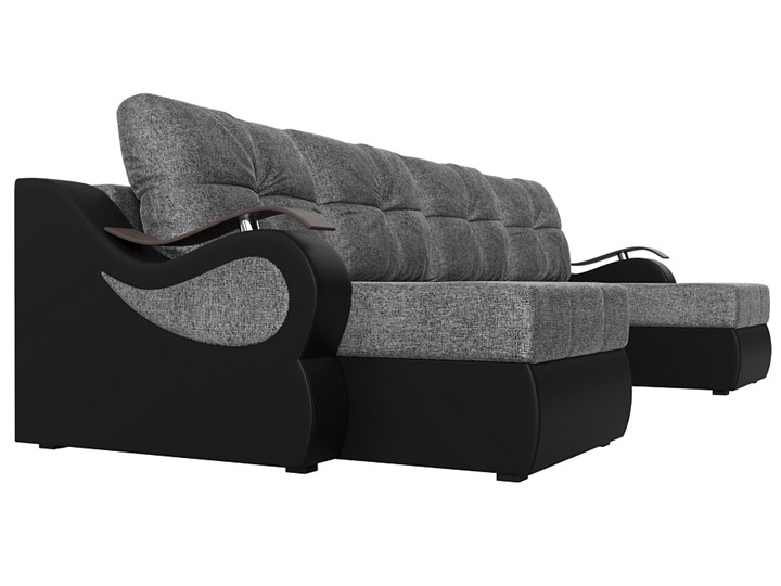 П-образный диван Меркурий П, Серый/черный (рогожка/экокожа) в Ярославле - изображение 2