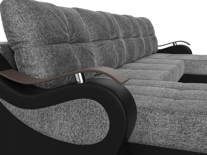 П-образный диван Меркурий П, Серый/черный (рогожка/экокожа) в Ярославле - изображение 3
