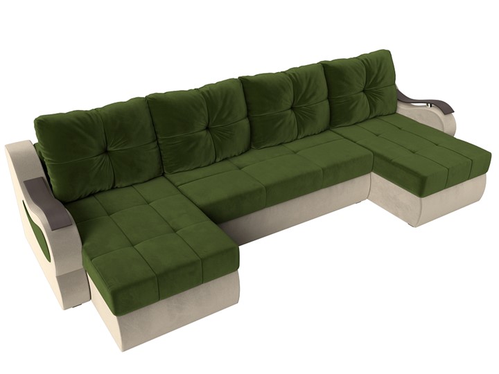 П-образный диван Меркурий П, Зеленый/бежевый (вельвет) в Ярославле - изображение 4