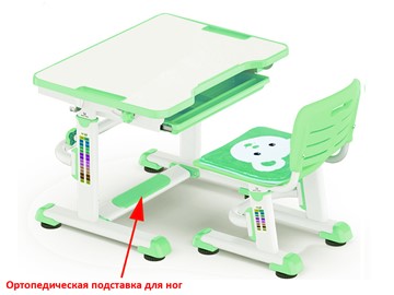 Парта растущая и стул Mealux BD-08 Teddy, green, зеленая в Ярославле - предосмотр