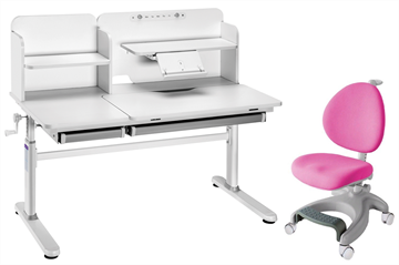 Комплект парта + кресло Iris II Grey + Cielo Pink + чехол для кресла в подарок в Ярославле - предосмотр