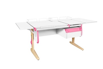 Детский стол-трансформер 1/75-40 (СУТ.25) + Polka_z 1/600 (2 шт.) + Polka_b 1/550 (2 шт.)  + Tumba 1 белый/бежевый/розовый в Рыбинске