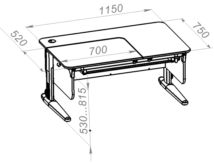 Растущий стол L/70-45 (СУТ 62) с лотком, белый/белый/фисташковый в Ярославле - изображение 1