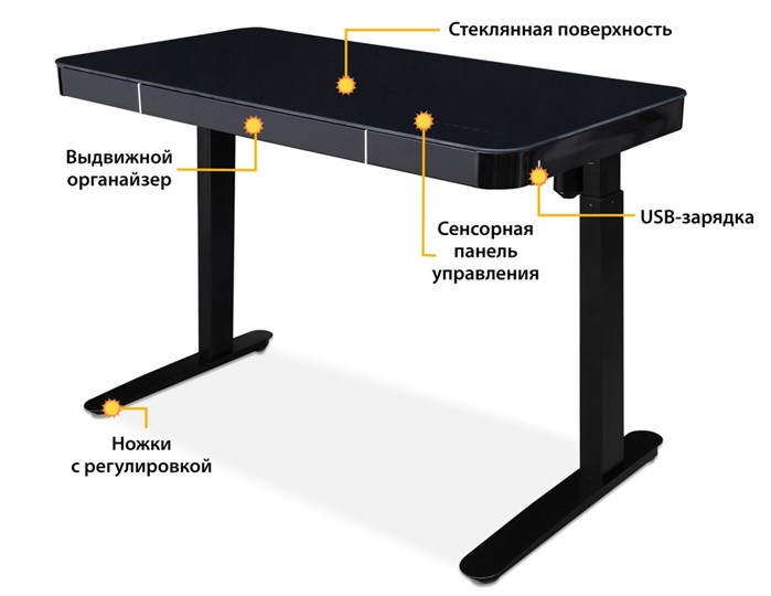 Стол с электроприводом Mealux Electro 1050 Black в Ярославле - изображение 1