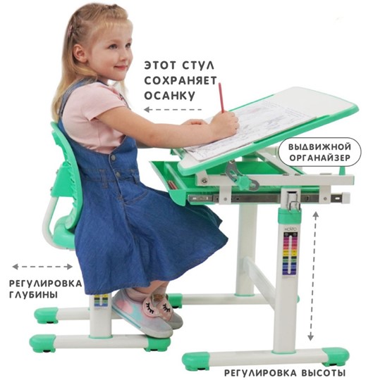 Детский стол-трансформер SET Holto-2 зеленый в Ярославле - изображение 2
