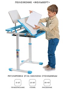 Растущая парта и растущий стул SET HOLTO-17А, голубой в Ярославле - предосмотр 2