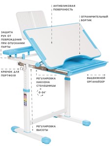 Растущая парта и растущий стул SET HOLTO-17А, голубой в Ярославле - предосмотр 5