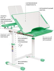 Растущая парта и растущий стул SET HOLTO-17А, зеленый в Рыбинске - предосмотр 5