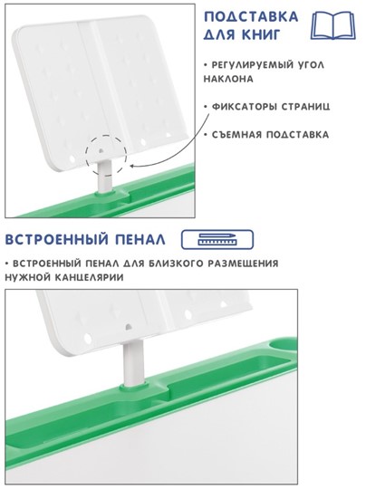 Растущая парта и растущий стул SET HOLTO-17А, зеленый в Рыбинске - изображение 6