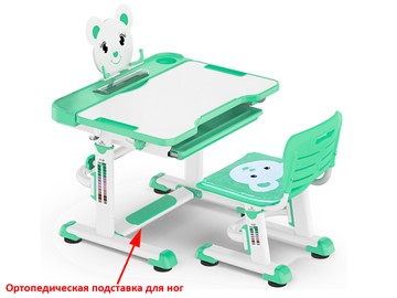 Растущий стол и стул Mealux EVO BD-04 Teddy New XL, green, зеленая в Ярославле - предосмотр