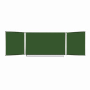 Доска  для мела 3-х элементная 100х150/300 см, 5 рабочих поверхностей, зеленая, BRAUBERG, 231707 в Ярославле - предосмотр