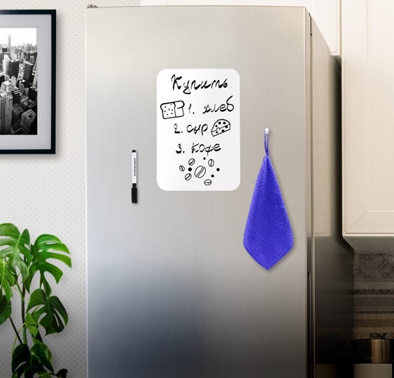 Доска магнитная на холодильник BRAUBERG, 30х21 см с маркером, магнитом и салфеткой в Ярославле - изображение 2